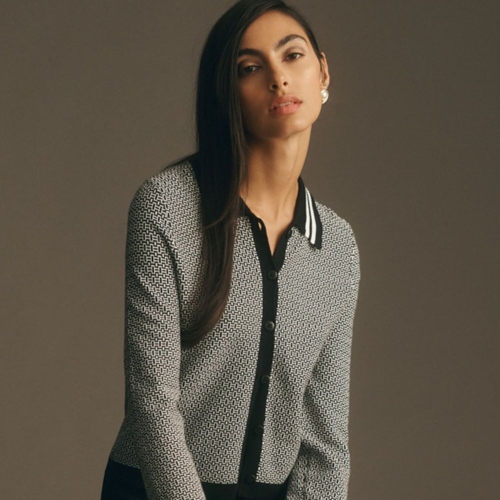 Anthropologie • Maeve plunging polo cardigan sweater - Picture 2 of 5